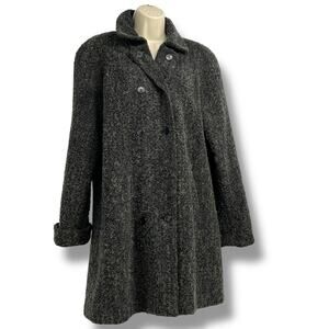 SANDRO Women's Dark Gray Nubby Textured Wool Blend Swing Coat 10 Retro Indie